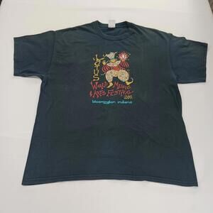 Gildan Ultra Cotton LOTUS WORLD MUSIC Men's Blue Graphic T-Shirt Short Sleeve XL